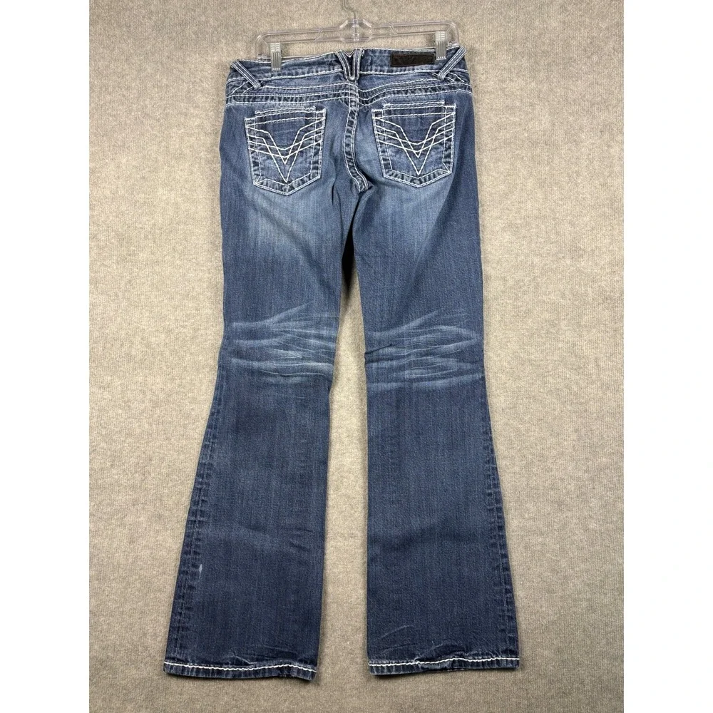 Vigoss Bootcut Jeans Thick Contrast Stitch Embroidered Pockets Size 29/7 Blue